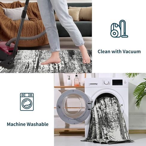 Area Rug 8x10 Washable Rugs Modern Abstract Area Rug Soft Non-Slip Non-Shedding Faux Wool Stain Resistant Floor Carpets for Living Room Bedroom Dining Room Kids Room Home Office (Grey) in Saudi Arabia
