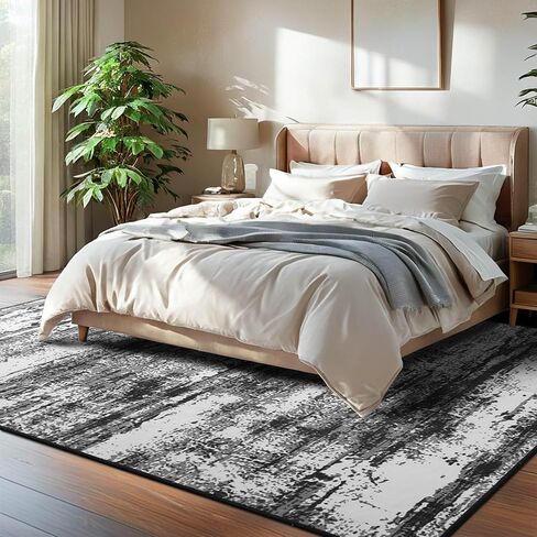 Area Rug 8x10 Washable Rugs Modern Abstract Area Rug Soft Non-Slip Non-Shedding Faux Wool Stain Resistant Floor Carpets for Living Room Bedroom Dining Room Kids Room Home Office (Grey) in Saudi Arabia