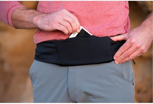 BANDI Pocketed Belt with Slim RFID-Blocking Wallet - Running, Travel & Medical Belt, Holds Phone, Passport, Keys, Adjustable & Comfortable Fit, Secure Storage for Essentials - Confetti/Cherry in Kuwait