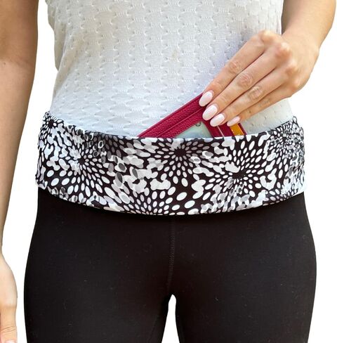 BANDI Pocketed Belt with Slim RFID-Blocking Wallet - Running, Travel & Medical Belt, Holds Phone, Passport, Keys, Adjustable & Comfortable Fit, Secure Storage for Essentials - Confetti/Cherry in Kuwait