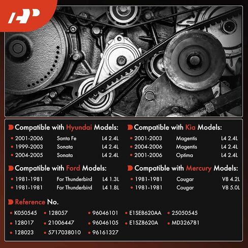 A-Premium Engine Serpentine Drive Belt متوافق مع Hyundai Sonata 1999-2005 ، Santa Fe 2001-2006 & Kia Optima Magentis 2001-2006 & Ford Thunderbird 1981 & Mercury Cougar 1981 ، 2.4L 4.2L 5.0L. in Saudi Arabia
