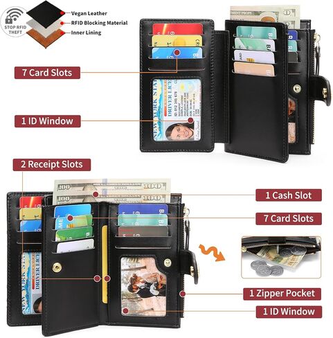 GAEKEAO Wallets for Women RFID Blocking Medium Bifold Ladies Wallet Vegan Leather Floral Card Holder Purse Zipper Coin Pocket in Saudi Arabia