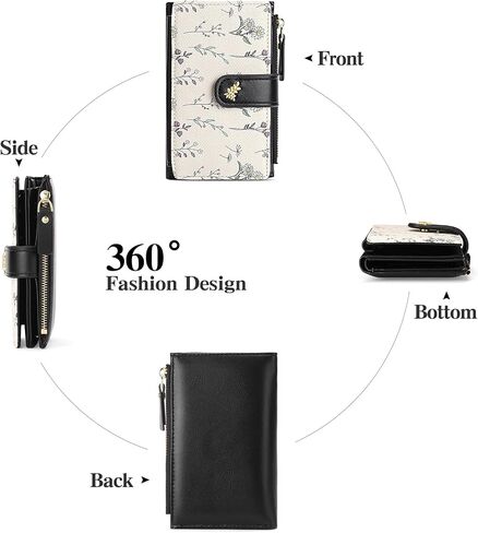 GAEKEAO Wallets for Women RFID Blocking Medium Bifold Ladies Wallet Vegan Leather Floral Card Holder Purse Zipper Coin Pocket in Saudi Arabia