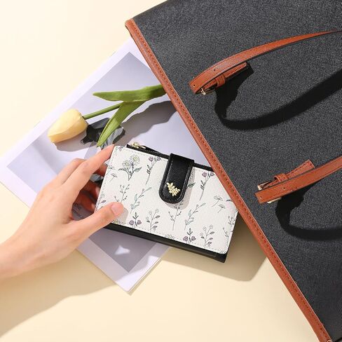GAEKEAO Wallets for Women RFID Blocking Medium Bifold Ladies Wallet Vegan Leather Floral Card Holder Purse Zipper Coin Pocket in Saudi Arabia