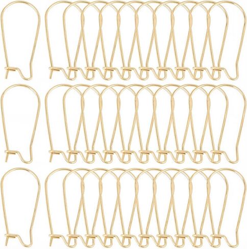 1 Box 120Pcs Real 18K Gold Plated Earring Hooks Kidney Earring Finding Hooks Dangle U Shaped Teardrop Long Ear Wires Stainless Steel Earring Wires for Jewelry Making Supplies DIY Craft Women in Saudi Arabia