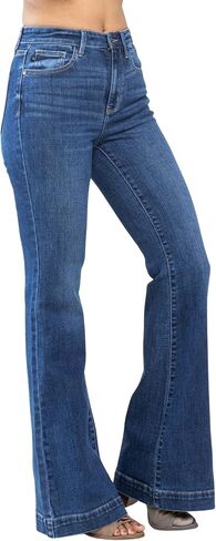 Judy Blue Women's High-Rise Wide Trouser Hem Flare Jeans in Saudi Arabia