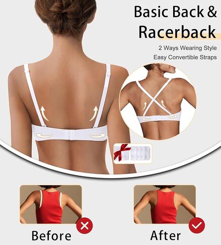 Seamless Wireless Bra for Women with Support - No Underwire Plunge Push Up Comfy Tshirt Bras Racerback Bralette in Kuwait