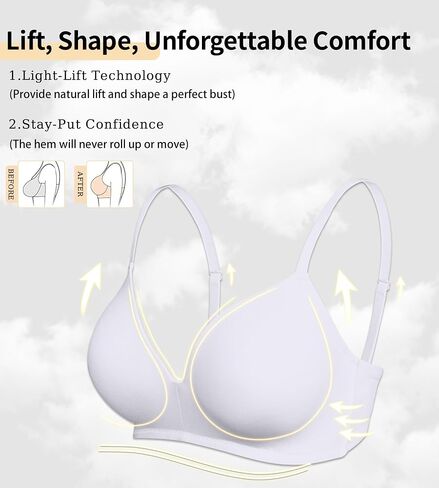 Seamless Wireless Bra for Women with Support - No Underwire Plunge Push Up Comfy Tshirt Bras Racerback Bralette in Kuwait