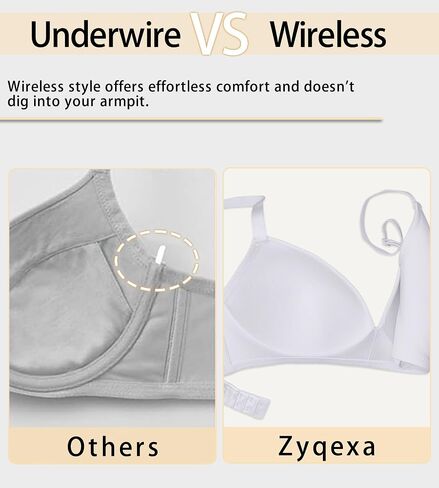 Seamless Wireless Bra for Women with Support - No Underwire Plunge Push Up Comfy Tshirt Bras Racerback Bralette in Kuwait