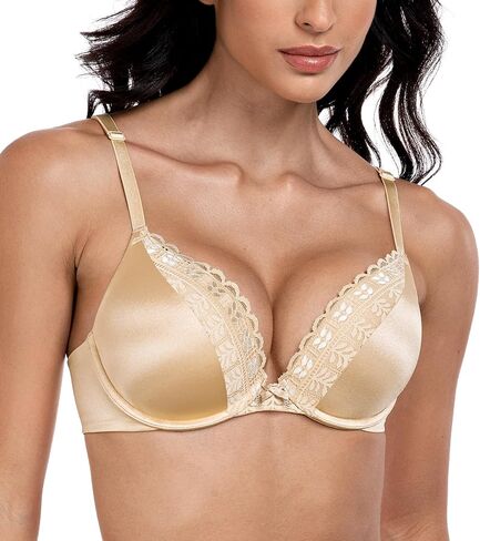 Mirry Women Bras with underwire Push Up Pat Bat Bat Lace Design T-Shirt Plunge Bra Proot Back ، أضف كوبًا واحدًا in Saudi Arabia