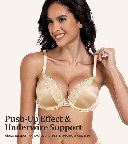 Mirry Women Bras with underwire Push Up Pat Bat Bat Lace Design T-Shirt Plunge Bra Proot Back ، أضف كوبًا واحدًا in Saudi Arabia