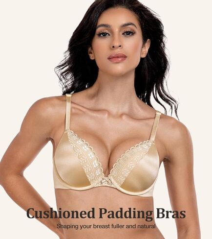 Mirry Women Bras with underwire Push Up Pat Bat Bat Lace Design T-Shirt Plunge Bra Proot Back ، أضف كوبًا واحدًا in Saudi Arabia