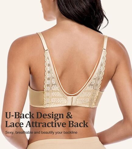 Mirry Women Bras with underwire Push Up Pat Bat Bat Lace Design T-Shirt Plunge Bra Proot Back ، أضف كوبًا واحدًا in Saudi Arabia