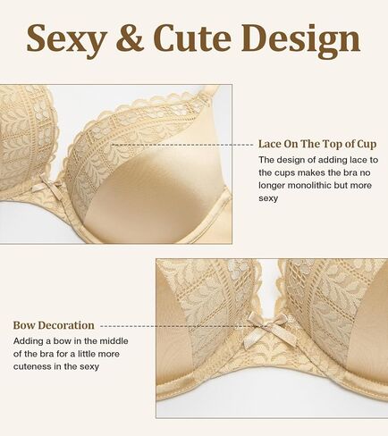 Mirry Women Bras with underwire Push Up Pat Bat Bat Lace Design T-Shirt Plunge Bra Proot Back ، أضف كوبًا واحدًا in Saudi Arabia