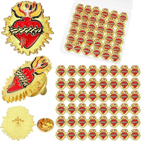 Juexica 50 Pcs Heart with Cross Lapel Pins Bulk Religious Red Pin with Clutch Back Hat Gold Plated Lapel Enamel Pin for Christian Chaplain Church Gifts Prayer Activities Valentine's Day Favors in Saudi Arabia