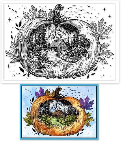 GLOBLELAND Magic Autumn Pumpkin Clear Stamps for Cards Making Thanksgiving Autumn Harvest Clear Stamp Seals 5.83x8.27 inch Transparent Stamps for DIY Scrapbooking Photo Album Journal Home Decoration in Saudi Arabia