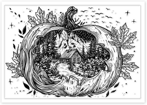 GLOBLELAND Magic Autumn Pumpkin Clear Stamps for Cards Making Thanksgiving Autumn Harvest Clear Stamp Seals 5.83x8.27 inch Transparent Stamps for DIY Scrapbooking Photo Album Journal Home Decoration in Saudi Arabia
