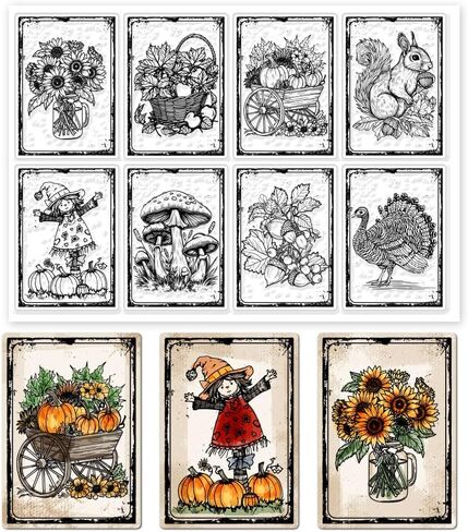 GLOBLELAND Magic Autumn Pumpkin Clear Stamps for Cards Making Thanksgiving Autumn Harvest Clear Stamp Seals 5.83x8.27 inch Transparent Stamps for DIY Scrapbooking Photo Album Journal Home Decoration in Saudi Arabia