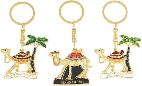 3pcs Morocco Travel Alloy Keychain Marrakech Camel Keychain ، Marrakech Travel Hirvin in Saudi Arabia