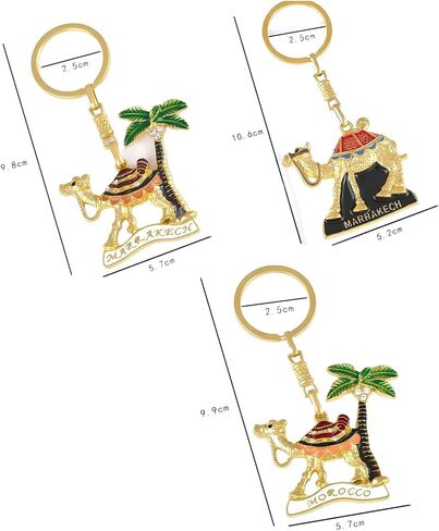 3pcs Morocco Travel Alloy Keychain Marrakech Camel Keychain ، Marrakech Travel Hirvin in Saudi Arabia