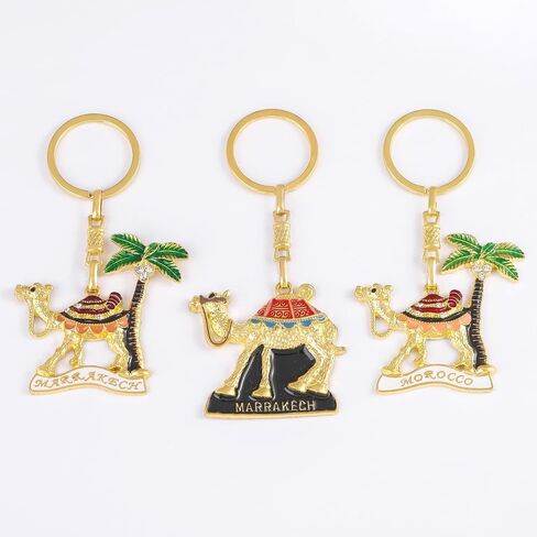 3pcs Morocco Travel Alloy Keychain Marrakech Camel Keychain ، Marrakech Travel Hirvin in Saudi Arabia