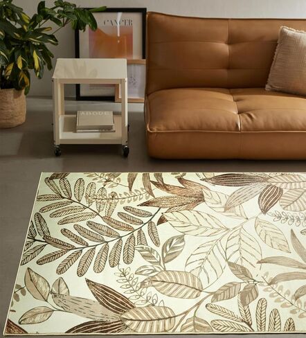 Ultra Thin 3x5 Small Entryway Rugs Indoor Doormat Stain Resistant, Vintage Floral Botanical Plants Throw Area Rugs for Bedroom Kitchen Living Room, Retro Khaki Bathroom Rugs Non Slip in Saudi Arabia