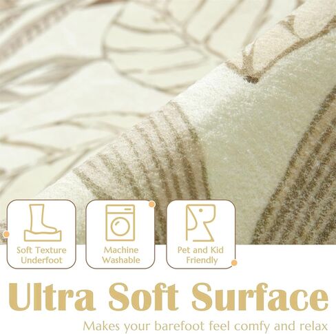 Ultra Thin 3x5 Small Entryway Rugs Indoor Doormat Stain Resistant, Vintage Floral Botanical Plants Throw Area Rugs for Bedroom Kitchen Living Room, Retro Khaki Bathroom Rugs Non Slip in Saudi Arabia