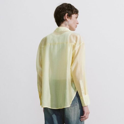 Sheer Long Sleeve Lapel Button Down Shirts for Women Chiffon Blouses Fashion Trendy Mesh Tops in Kuwait