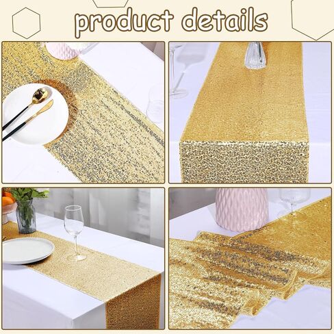 Mixweer 24 Pcs 12 x 108 Inch Rose Gold Sequin Table Runners Bulk Glitter Sequin Table Runners for Party Rectangle Table Decorations for Birthday Wedding Engagement Holiday Celebration (Rose Gold) in Saudi Arabia