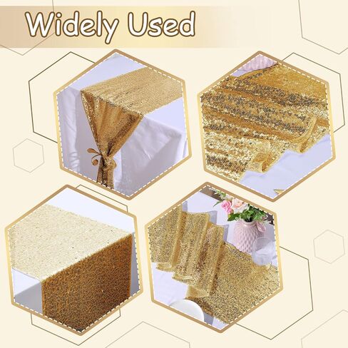 Mixweer 24 Pcs 12 x 108 Inch Rose Gold Sequin Table Runners Bulk Glitter Sequin Table Runners for Party Rectangle Table Decorations for Birthday Wedding Engagement Holiday Celebration (Rose Gold) in Saudi Arabia