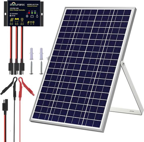 SOLPERK Solar Panel Kit 50W 24V, Intelligent Waterproof 10A PWM Controller, Home Outdoor Solar Battery Charger for RV Car Boat Marine Tractor Camping, 24 Volt Batteries Solar Panel Charger in Saudi Arabia