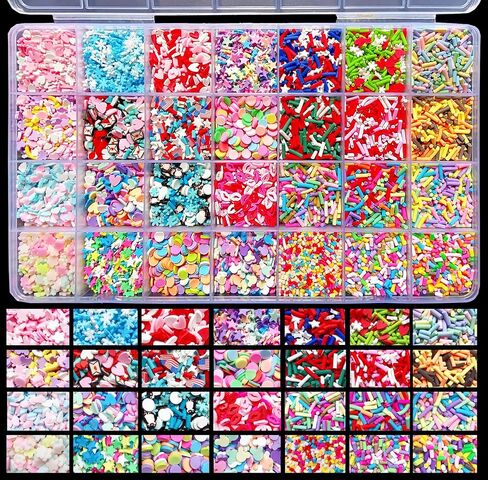 Fake Sprinkles 200G Polymer Clay Sprinkles Fake Candy Sprinkles Faux Sprinkles Plastic Sprinkles Resin Sprinkles for Nail Art DIY Crafts Cake Phone (24 Styles) in Kuwait