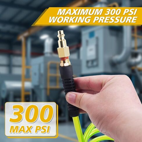 Air Compressor Hose 1/4 in x 25 ft PU Air Hose Kit with 1/4" Industrial Air Fittings and Bend Restrictors, Blue in Saudi Arabia