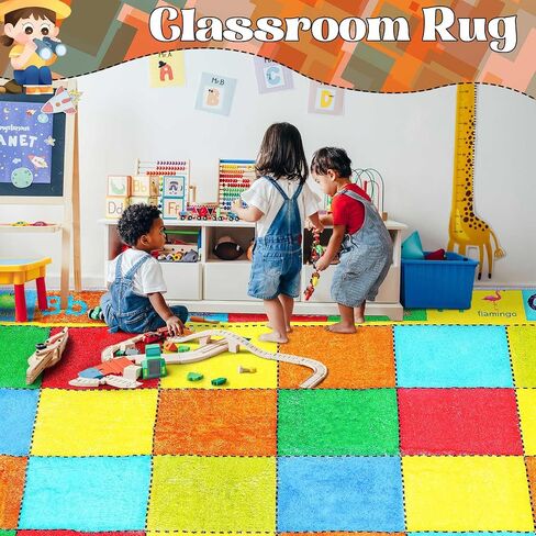 سجادة Coume Kids Classroom مقاس 13 × 7.5 قدم أرقام الأبجدية ABC وكلمات الحيوانات سجادة التعلم التعليمية متعة اللعب منطقة اللعب سجادة سجادة كبيرة مع دعم غير قابل للانزلاق للأطفال الصغار سجادة التعلم في الفصول الدراسية in Saudi Arabia
