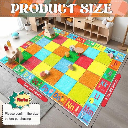 سجادة Coume Kids Classroom مقاس 13 × 7.5 قدم أرقام الأبجدية ABC وكلمات الحيوانات سجادة التعلم التعليمية متعة اللعب منطقة اللعب سجادة سجادة كبيرة مع دعم غير قابل للانزلاق للأطفال الصغار سجادة التعلم في الفصول الدراسية in Saudi Arabia