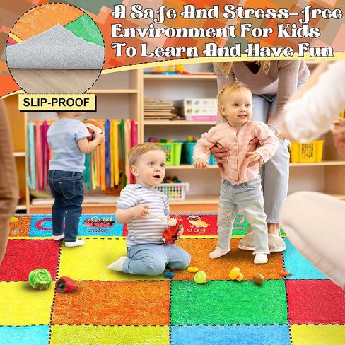 سجادة Coume Kids Classroom مقاس 13 × 7.5 قدم أرقام الأبجدية ABC وكلمات الحيوانات سجادة التعلم التعليمية متعة اللعب منطقة اللعب سجادة سجادة كبيرة مع دعم غير قابل للانزلاق للأطفال الصغار سجادة التعلم في الفصول الدراسية in Saudi Arabia