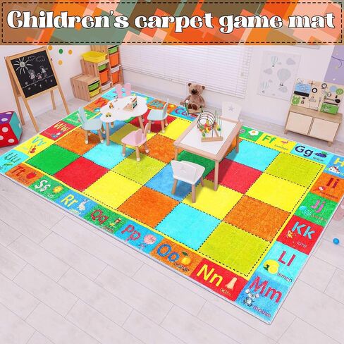 سجادة Coume Kids Classroom مقاس 13 × 7.5 قدم أرقام الأبجدية ABC وكلمات الحيوانات سجادة التعلم التعليمية متعة اللعب منطقة اللعب سجادة سجادة كبيرة مع دعم غير قابل للانزلاق للأطفال الصغار سجادة التعلم في الفصول الدراسية in Saudi Arabia