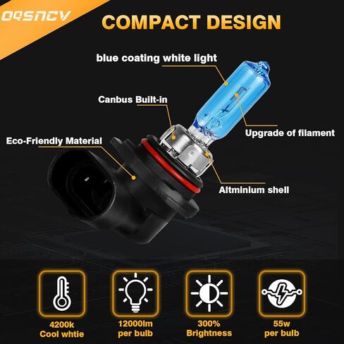 OQSNCV Fit for Fiat 500 500L 500X (2012-2020) Halogen Headlight Bulbs, 9012 High Low/Beam Light Headlamp Replacement Bulbs Kit 4200K, Pack of 2 in Kuwait