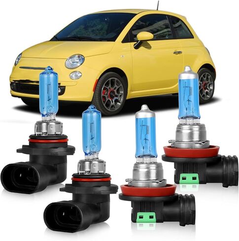 OQSNCV Fit for Fiat 500 500L 500X (2012-2020) Halogen Headlight Bulbs, 9012 High Low/Beam Light Headlamp Replacement Bulbs Kit 4200K, Pack of 2 in Kuwait
