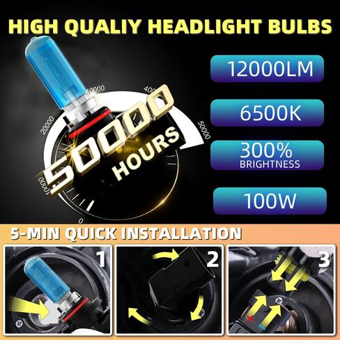 compatible with Jeep Renegade 2015-2023 9008 High/Low Beam Headlight Bulbs, Halogen Lights,Super Bright 6000K White,Plug N Play, Pack of 2 in Saudi Arabia
