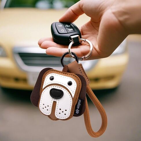 Dachshund Bulldog Keychain Dog Shaped Leather Bag Charm, Cute Keyring for Women Men Teens Gifts in Kuwait