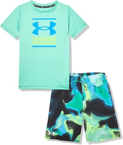 Under Armour boys Boys' Swim Volley Set, Sleeve Shirt & Matching Shorts, Lightweight & Breathable in Saudi Arabia