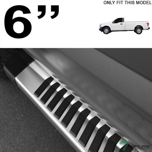 7422457178133 Compatible with 2015-2022 Ford F150 / 2017-2022 F250 F350 Superduty Regular (Standard) Cab Factory OE Rectangular Style 6" Silver Aluminum Side Step Running Boards in Saudi Arabia