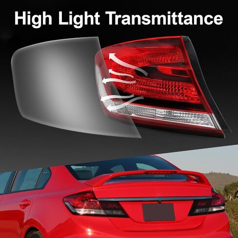 Outer Tail Light Assembly Fit For 2013-2015 Honda Civic 13 14 15 Civic Rear Brake Tail Lamp Taillight Replacement Passenger Side（Only Fit For 4 Door） in Saudi Arabia