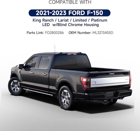 LED Chrome Tail Light Compatible with Ford F150 2021 2022 2023 King Ranch Lariat Limited Platinum Taillights W/Blind Spot Right Passenger Side, Replace OEM: ML3Z13404D in Saudi Arabia
