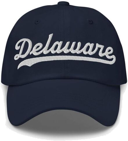 Delaware Hat Baseball Script Embroidered Delaware Hat Dad Baseball Cap Vintage Sports Swoosh Cap Gift in Saudi Arabia