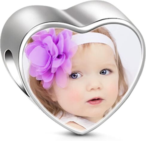 GNOCE Custom Photo Charms for Bracelet 925 Sterling Silver Heart Shaped Personalized Charms Family Memorial for Women in Saudi Arabia