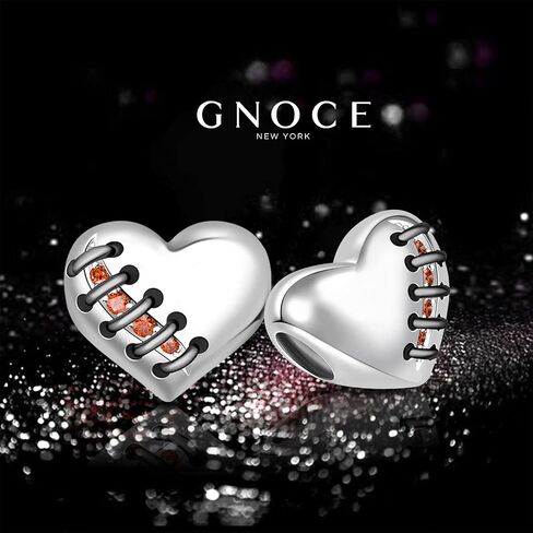 GNOCE Heart Charm Beads 925 Sterling Silver Bead Charms with Cubic Zirconia Fit for Bracelet/Necklace Valentine's Day Jewelry Gift for Women (heart-1) in Saudi Arabia