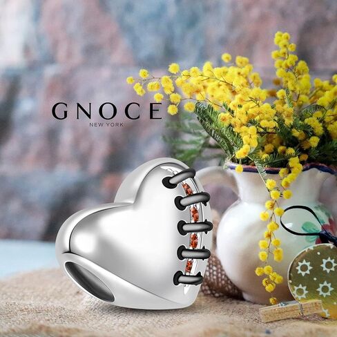 GNOCE Heart Charm Beads 925 Sterling Silver Bead Charms with Cubic Zirconia Fit for Bracelet/Necklace Valentine's Day Jewelry Gift for Women (heart-1) in Saudi Arabia