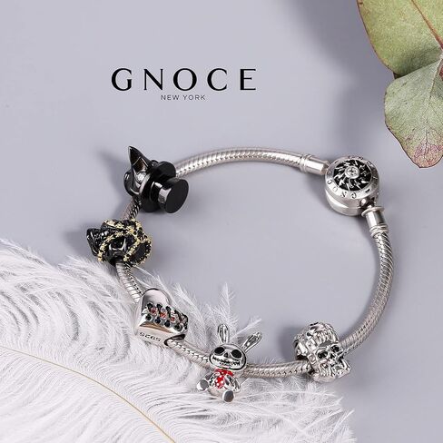 GNOCE Heart Charm Beads 925 Sterling Silver Bead Charms with Cubic Zirconia Fit for Bracelet/Necklace Valentine's Day Jewelry Gift for Women (heart-1) in Saudi Arabia